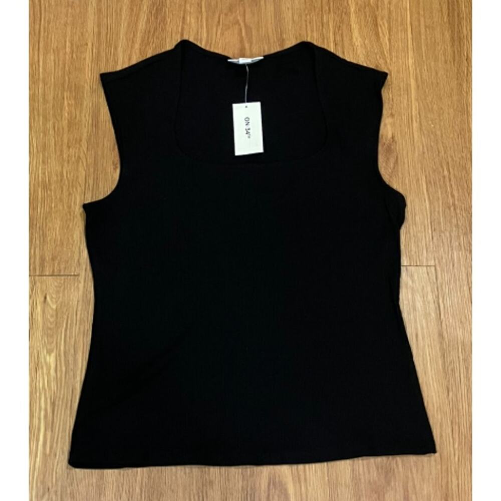 On 34th Women's Knit Scoop-Neck Raglan-Cap-Sleeve Black TopM